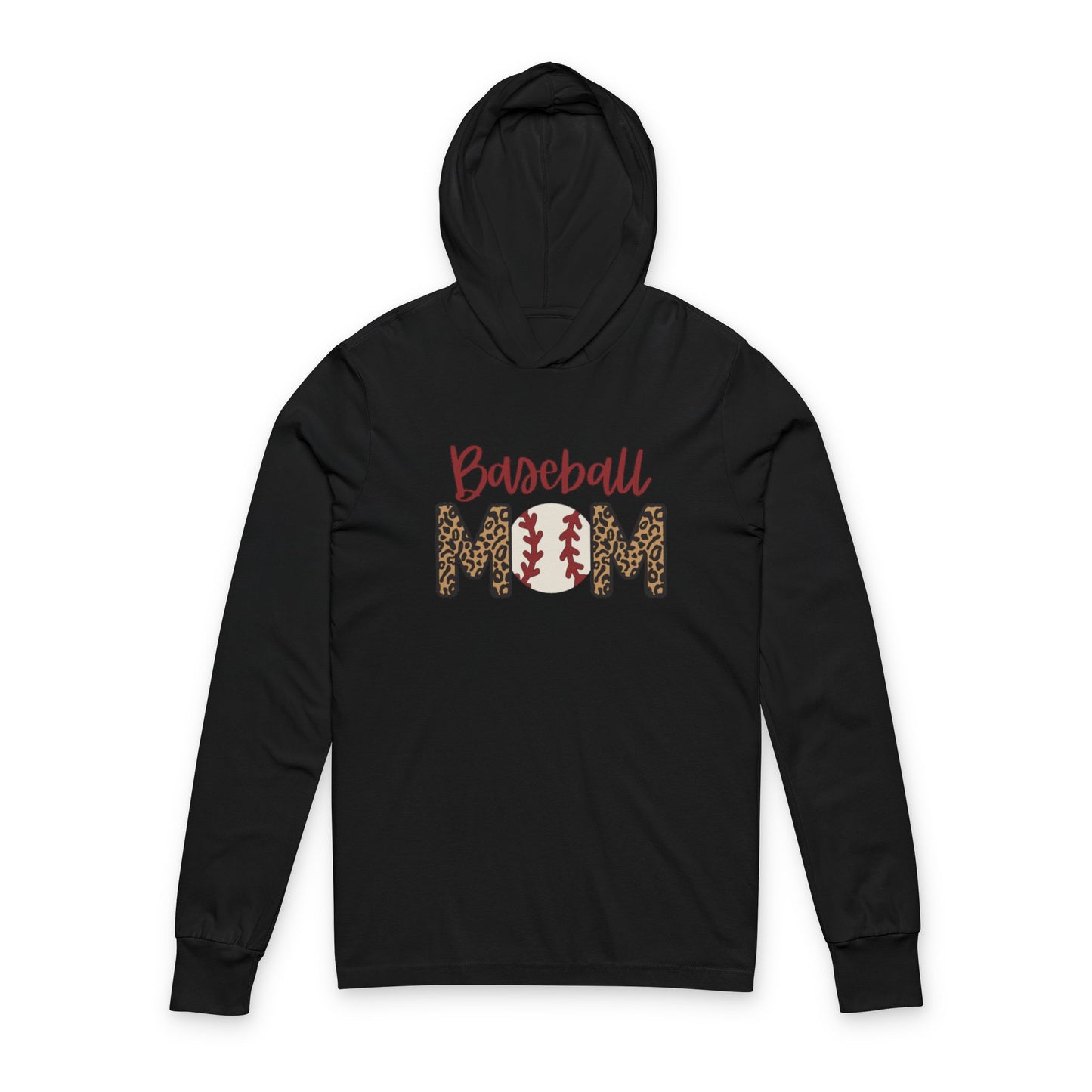 Baseball Mom Leopard Print Hooded Long Sleeve Tee