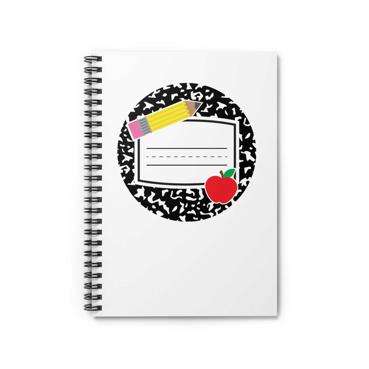 Teacher Notebook — Composition Cover with Pencil & Apple (Ruled)