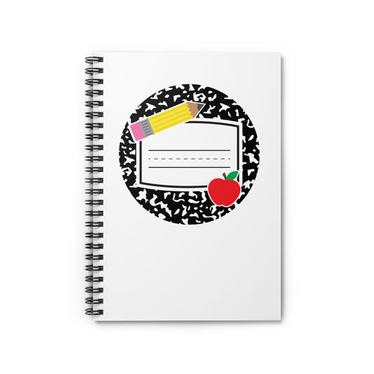 Teacher Notebook — Composition Cover with Pencil & Apple (Ruled)