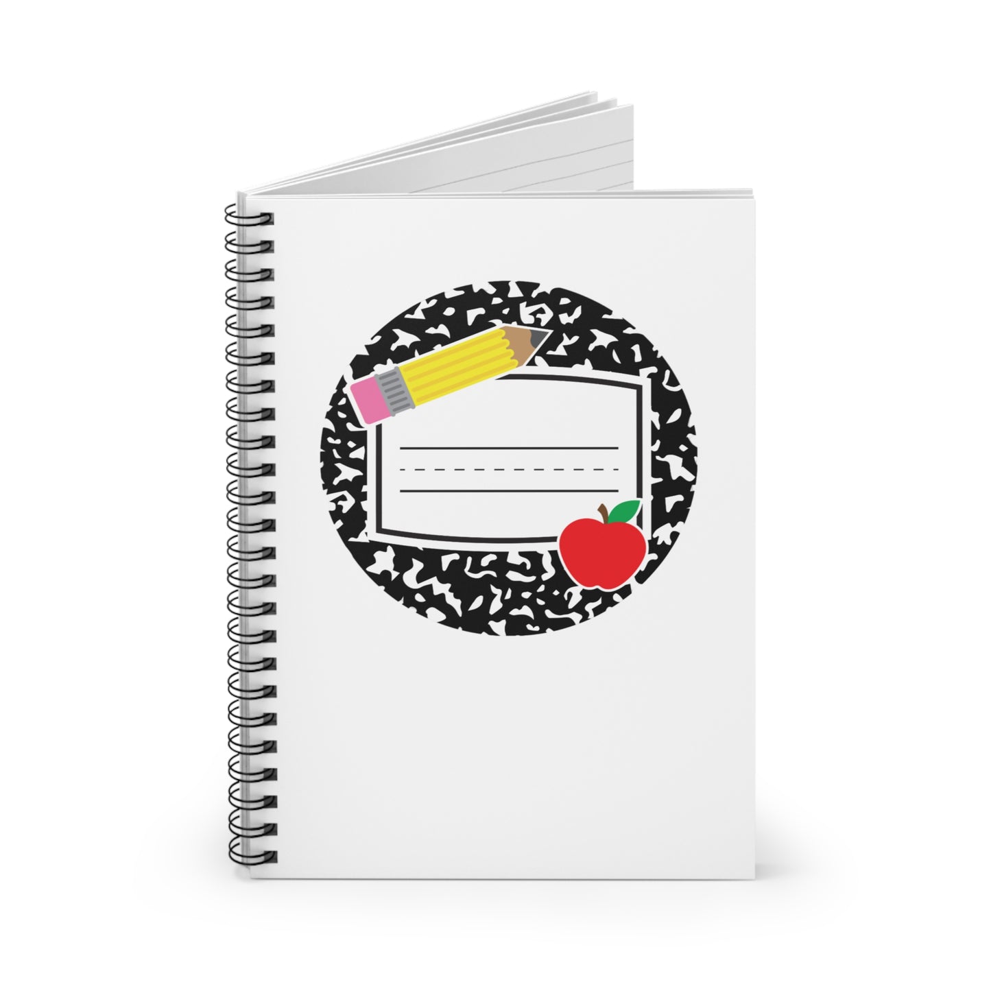 Teacher Notebook — Composition Cover with Pencil & Apple (Ruled)