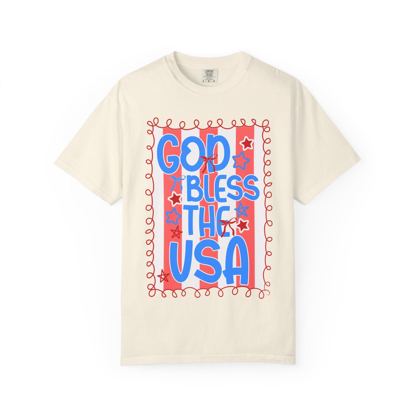 God Bless The USA T-Shirt — Patriotic Stars & Script Tee for 4th of July