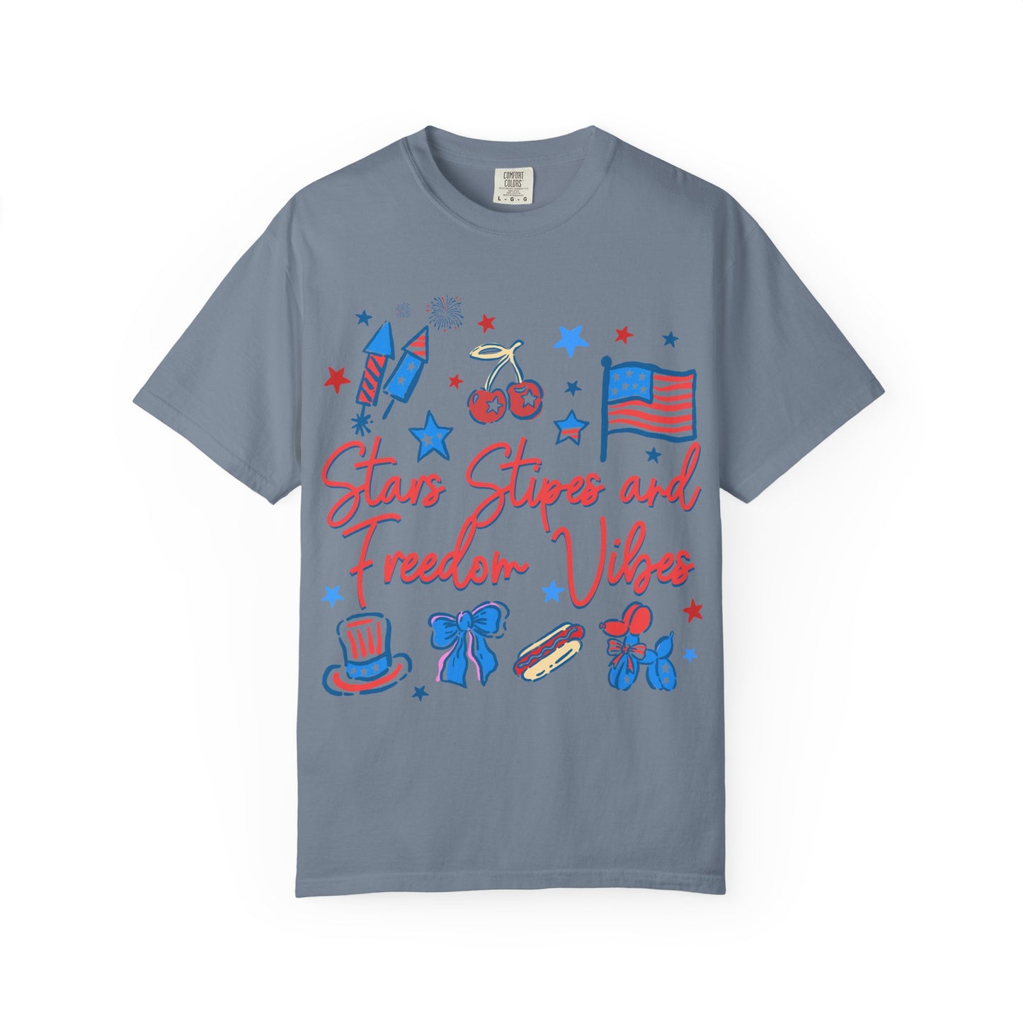 Freedom Vibes T-Shirt — Stars, Stripes & Patriotic Icons (Fourth of July Tee)