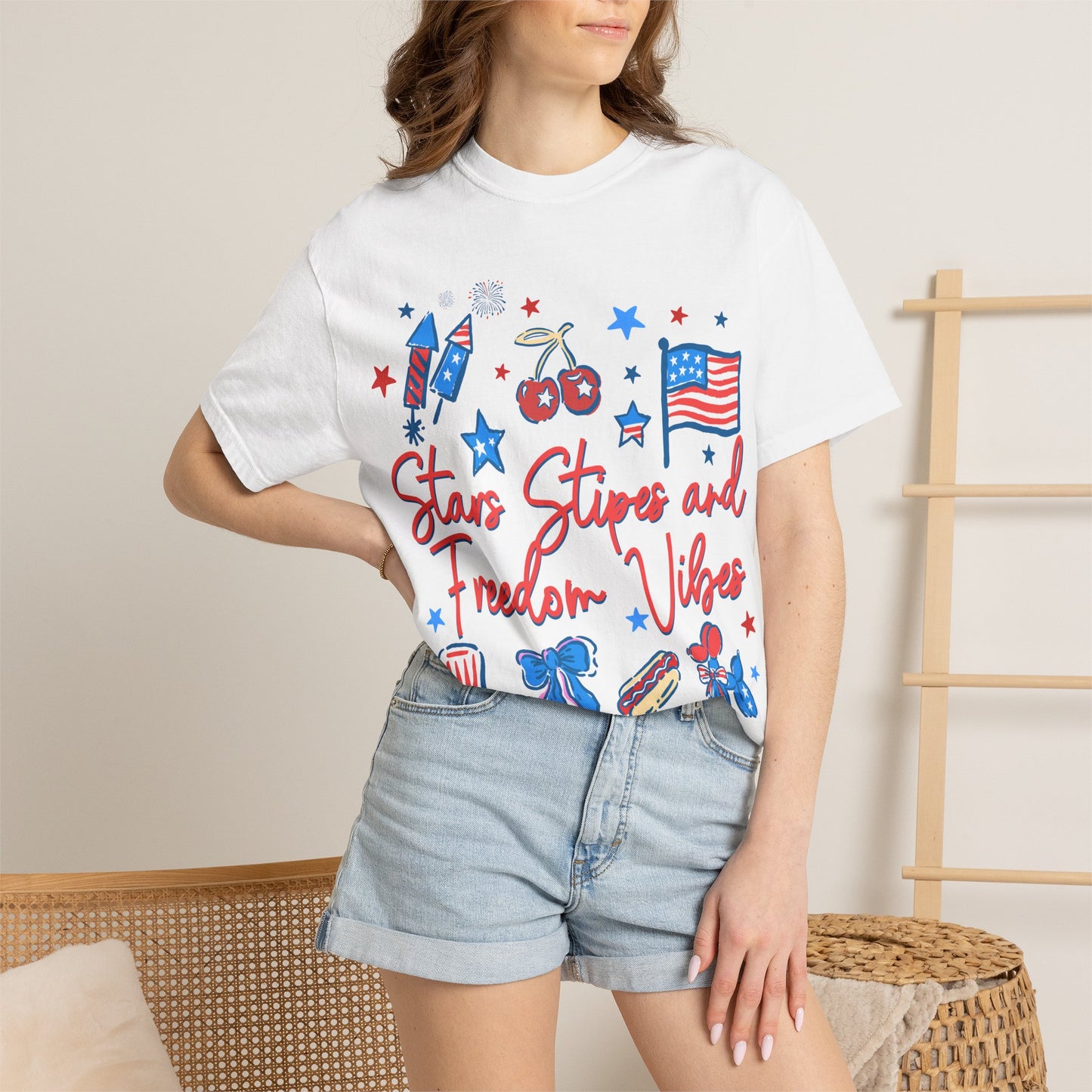 Freedom Vibes T-Shirt — Stars, Stripes & Patriotic Icons (Fourth of July Tee)