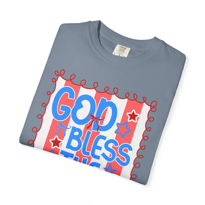 God Bless The USA T-Shirt — Patriotic Stars & Script Tee for 4th of July