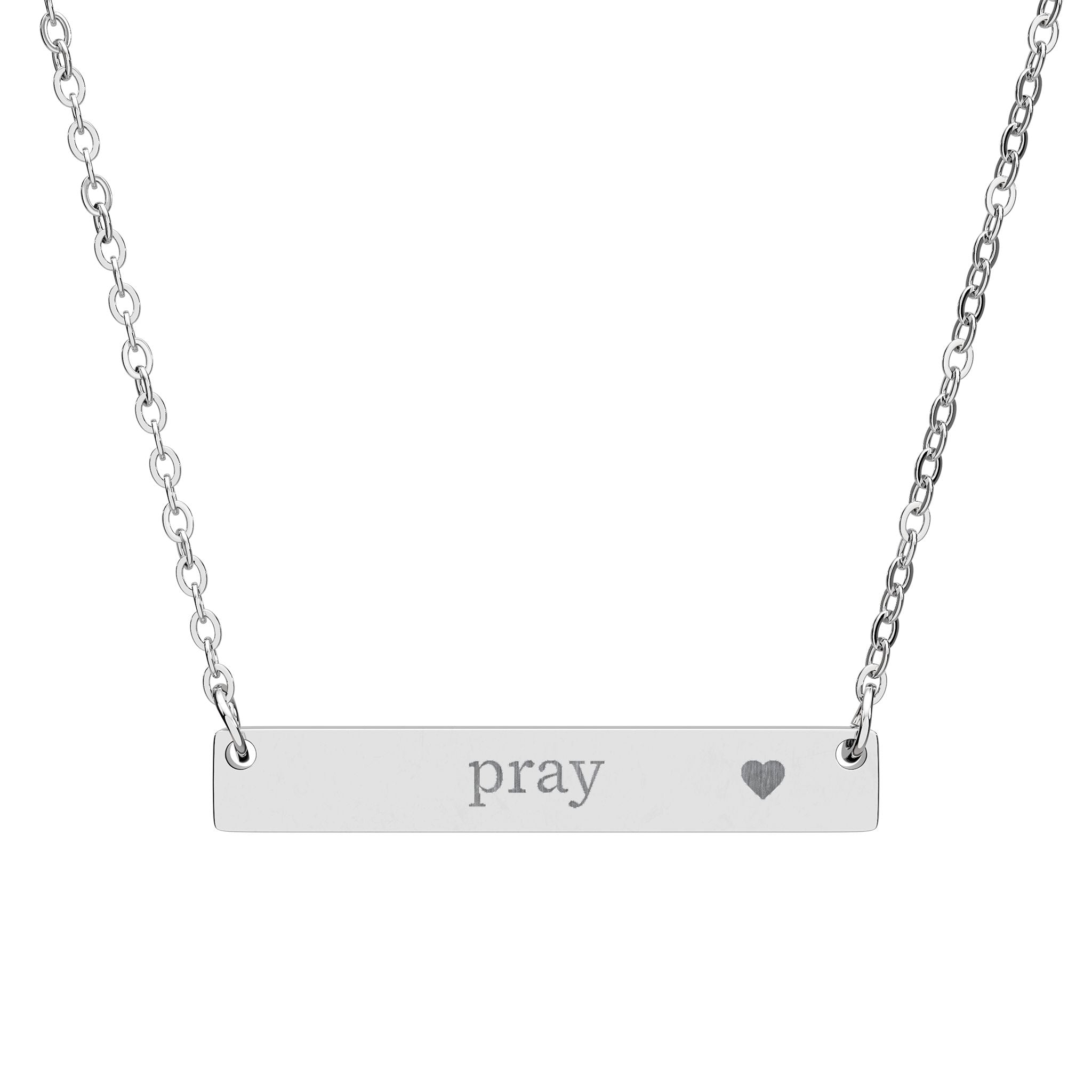 Pray Engraved Horizontal Bar Necklace