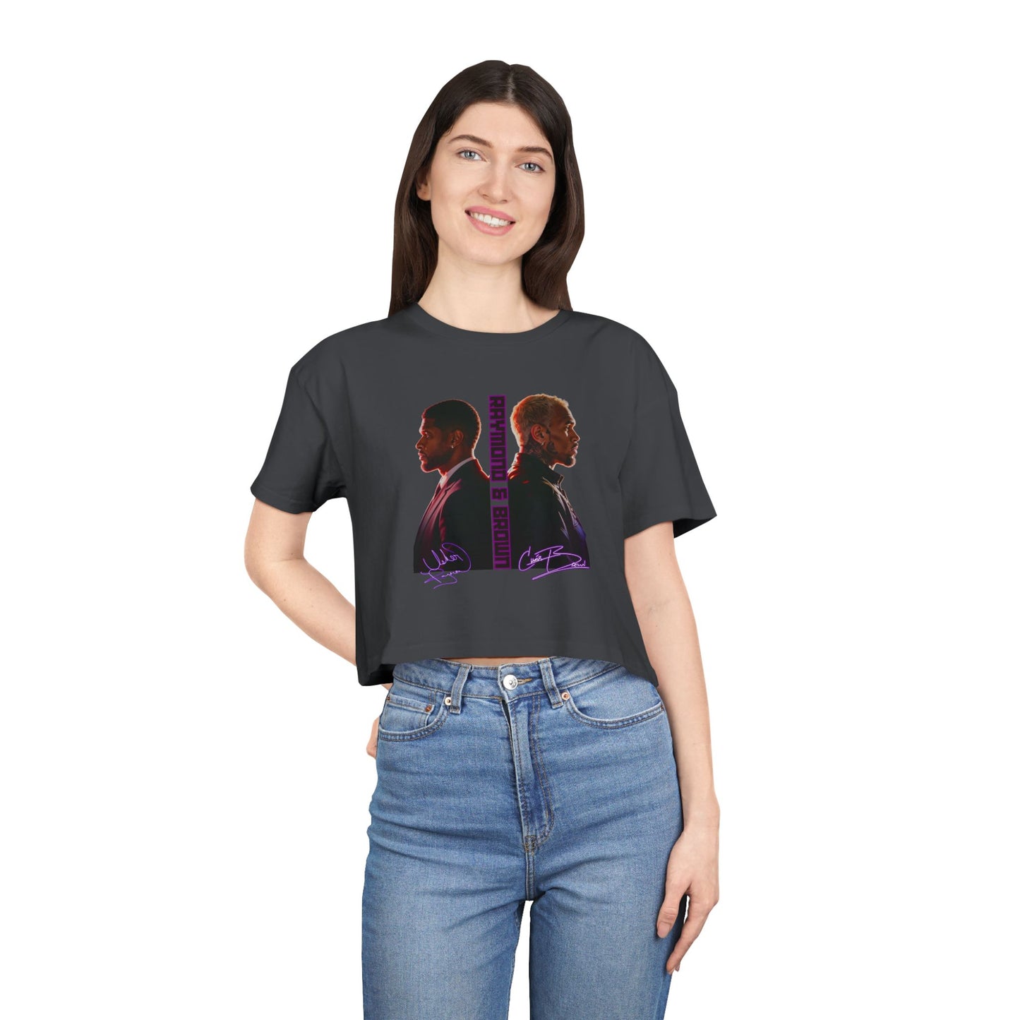 Raymond & Brown Crop Tee — Dual Profile Graphic Women's Crop Top