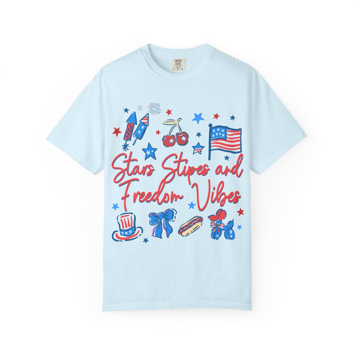 Freedom Vibes T-Shirt — Stars, Stripes & Patriotic Icons (Fourth of July Tee)