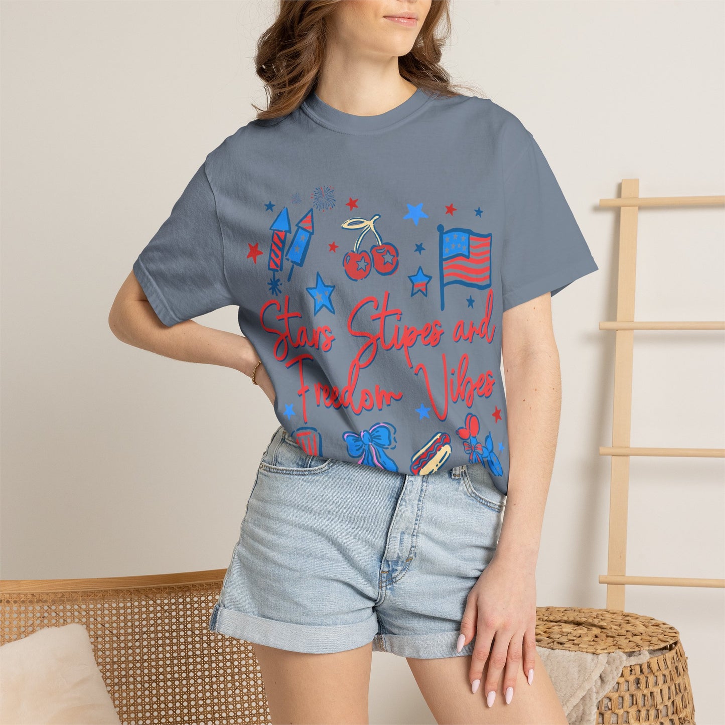 Freedom Vibes T-Shirt — Stars, Stripes & Patriotic Icons (Fourth of July Tee)