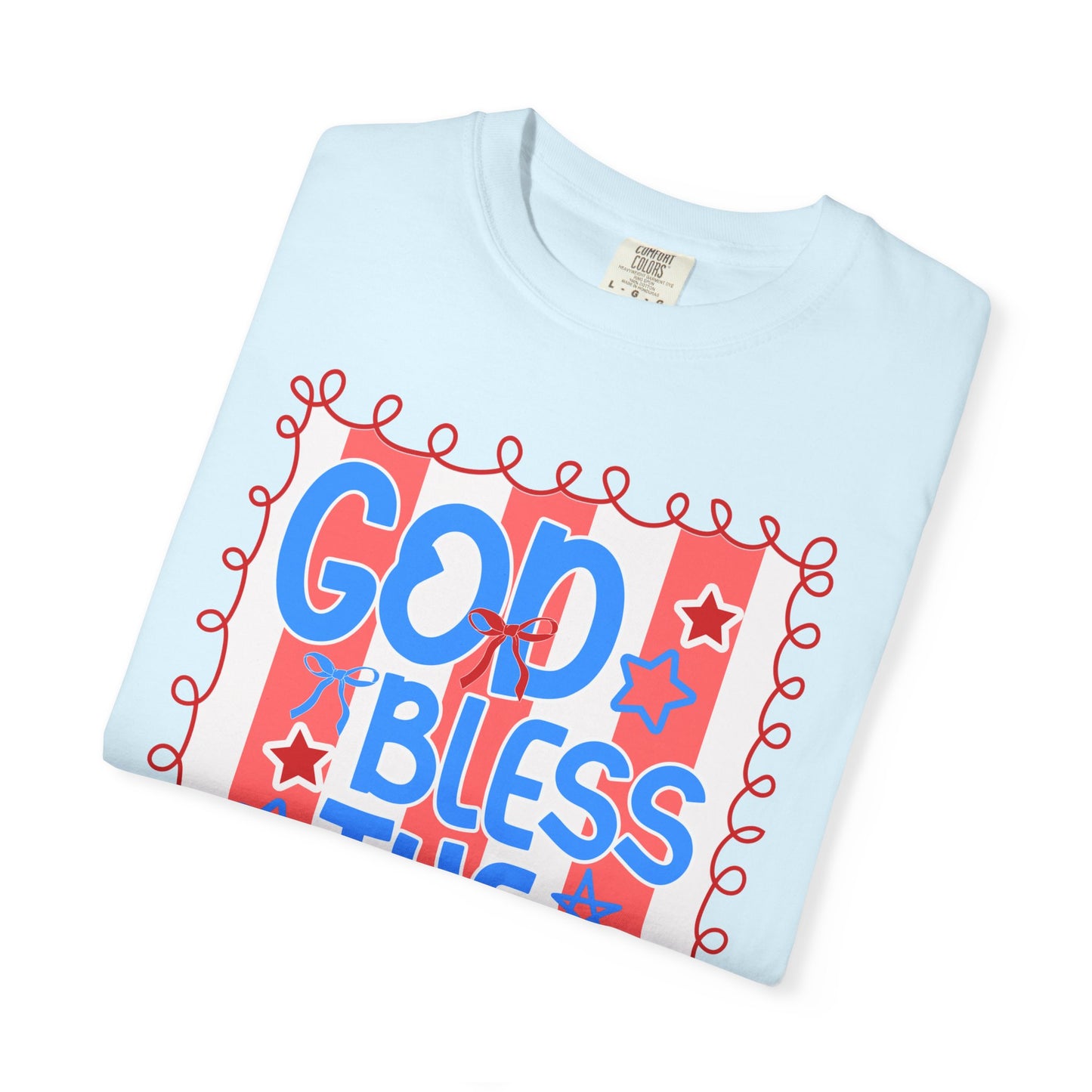 God Bless The USA T-Shirt — Patriotic Stars & Script Tee for 4th of July