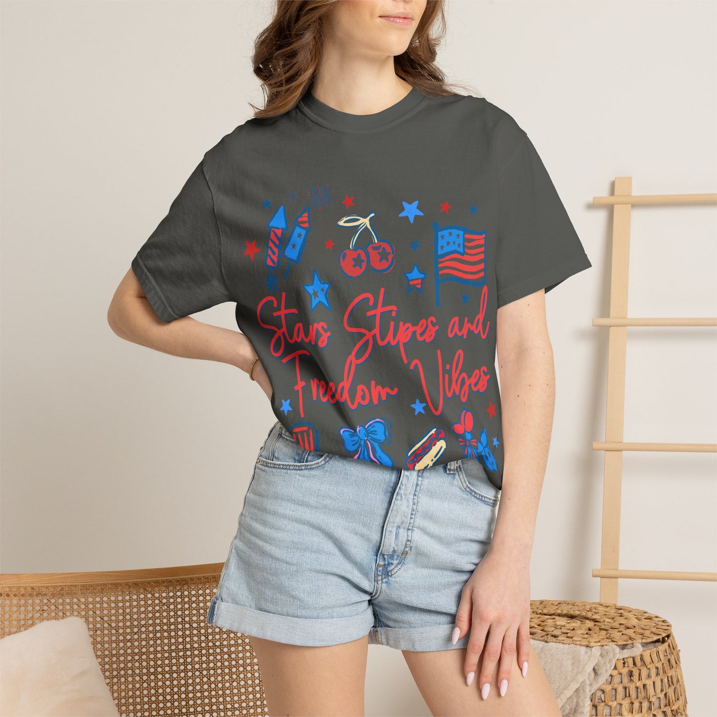 Freedom Vibes T-Shirt — Stars, Stripes & Patriotic Icons (Fourth of July Tee)