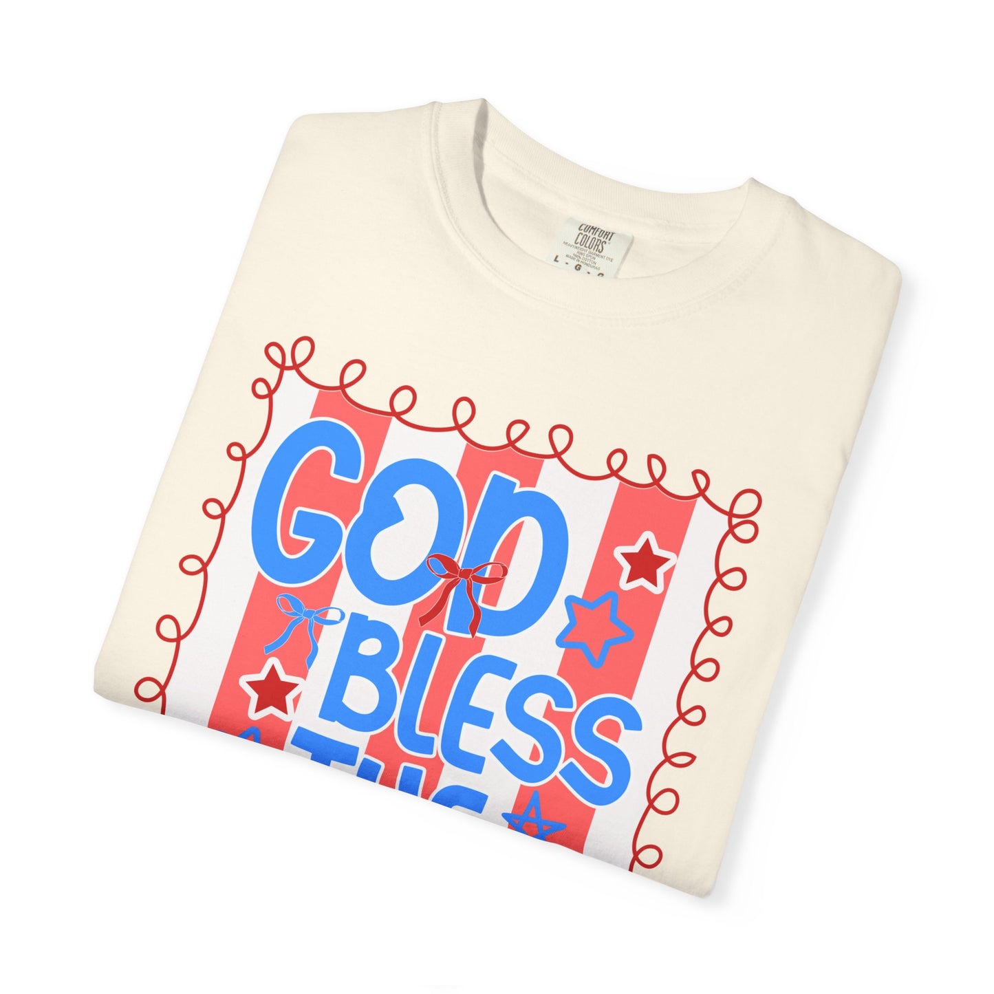God Bless The USA T-Shirt — Patriotic Stars & Script Tee for 4th of July