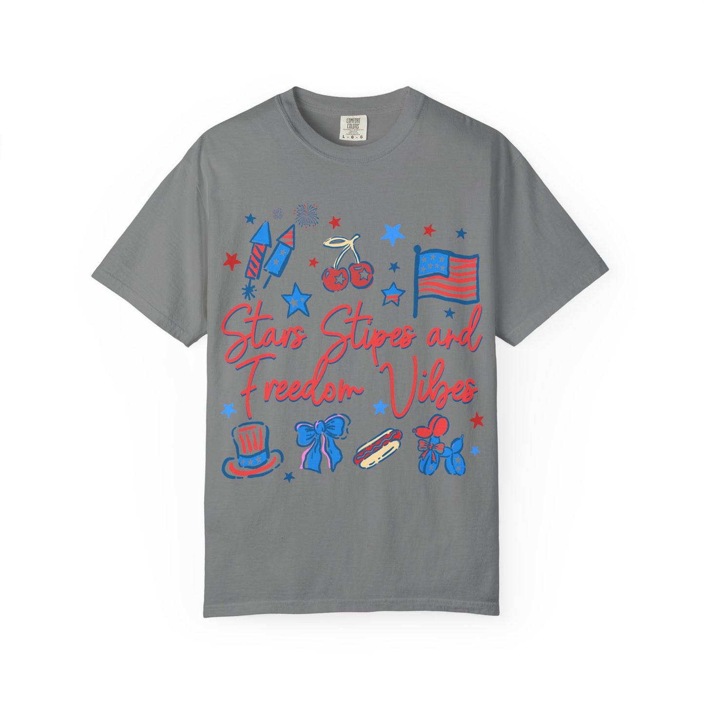Freedom Vibes T-Shirt — Stars, Stripes & Patriotic Icons (Fourth of July Tee)