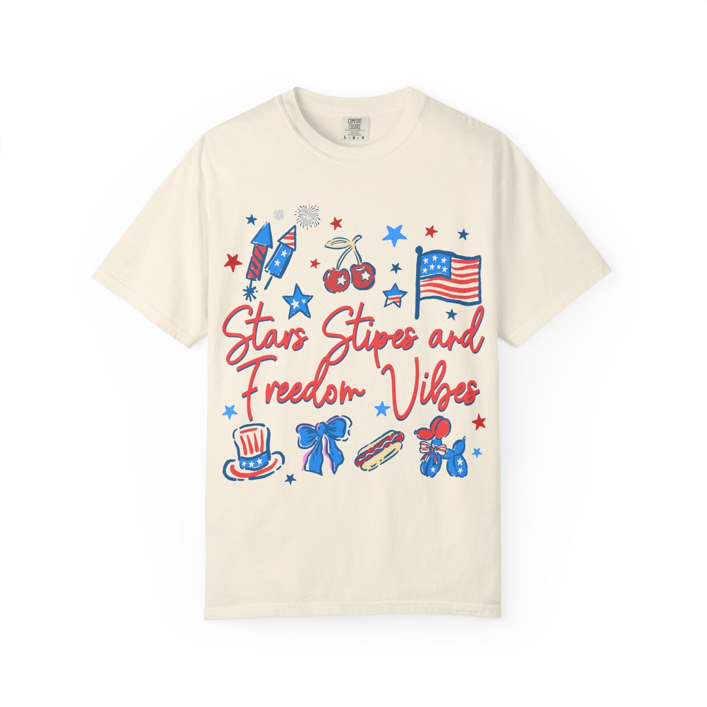 Freedom Vibes T-Shirt — Stars, Stripes & Patriotic Icons (Fourth of July Tee)