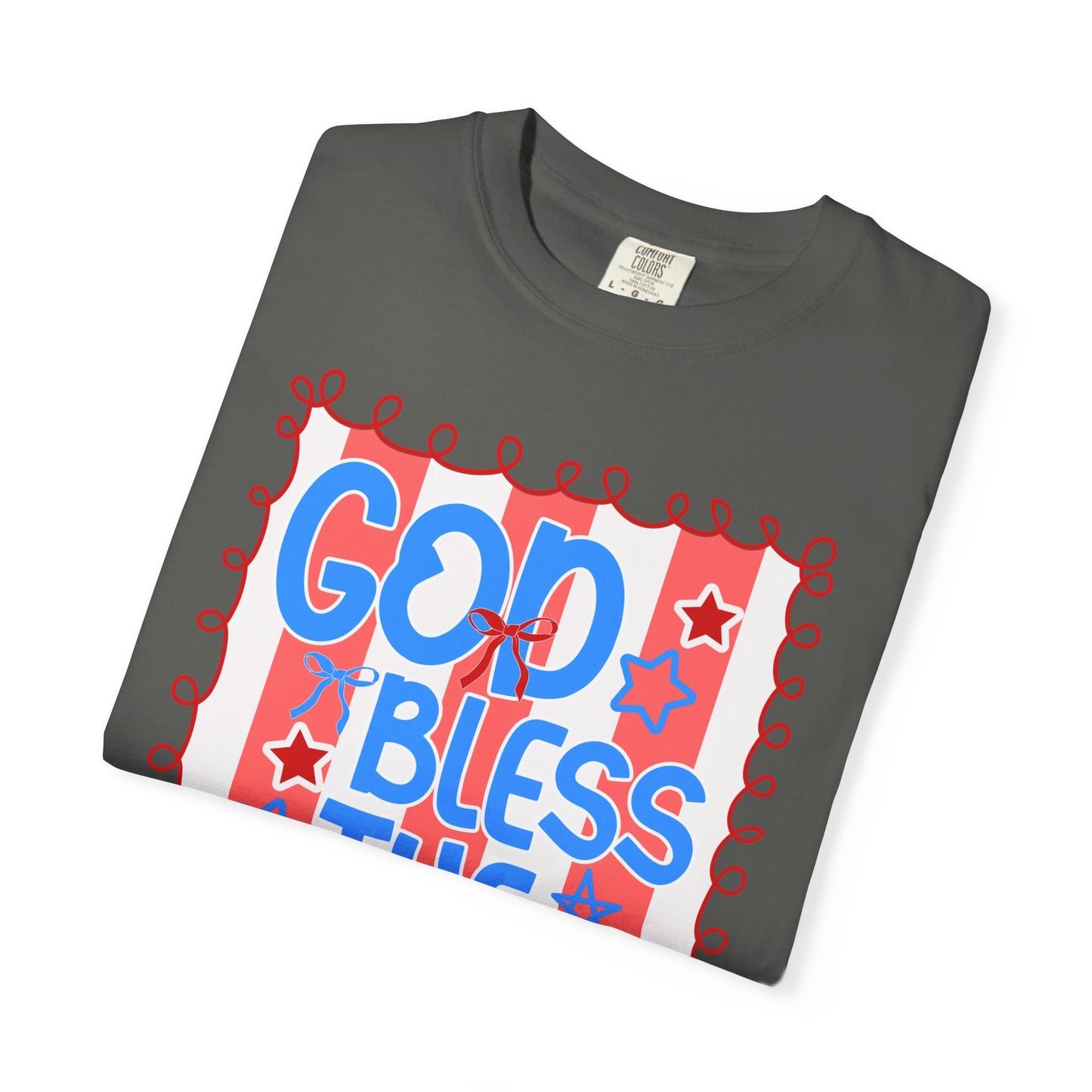 God Bless The USA T-Shirt — Patriotic Stars & Script Tee for 4th of July
