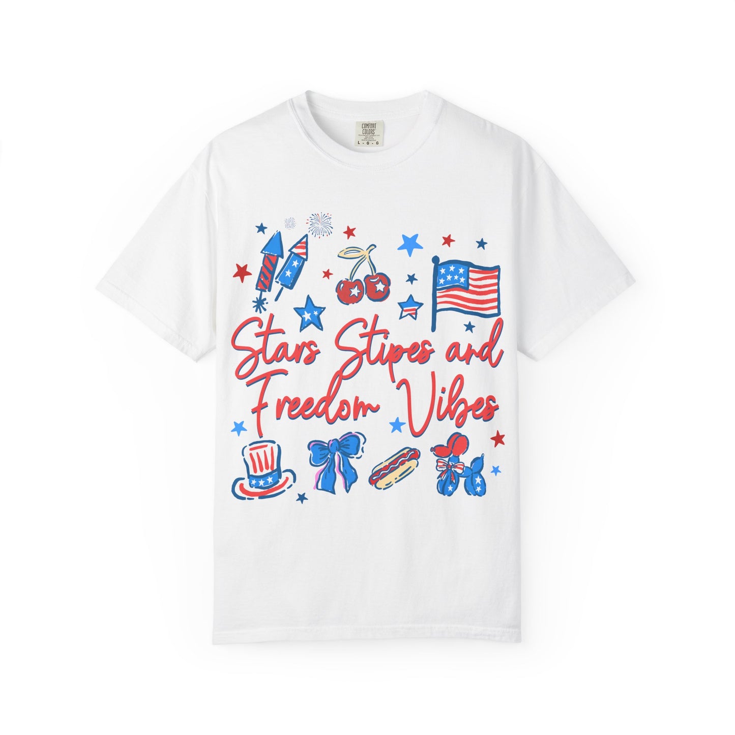 Freedom Vibes T-Shirt — Stars, Stripes & Patriotic Icons (Fourth of July Tee)