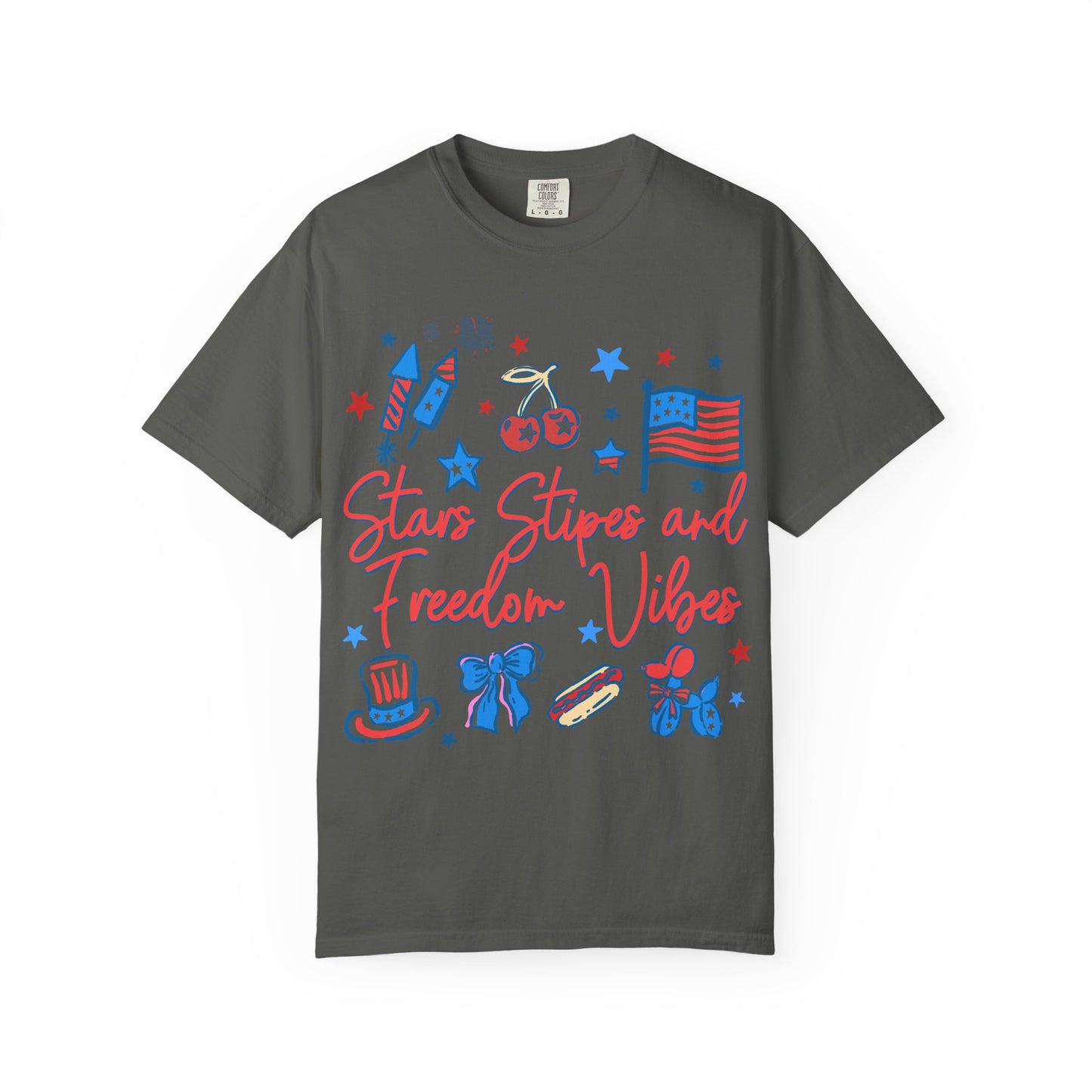 Freedom Vibes T-Shirt — Stars, Stripes & Patriotic Icons (Fourth of July Tee)