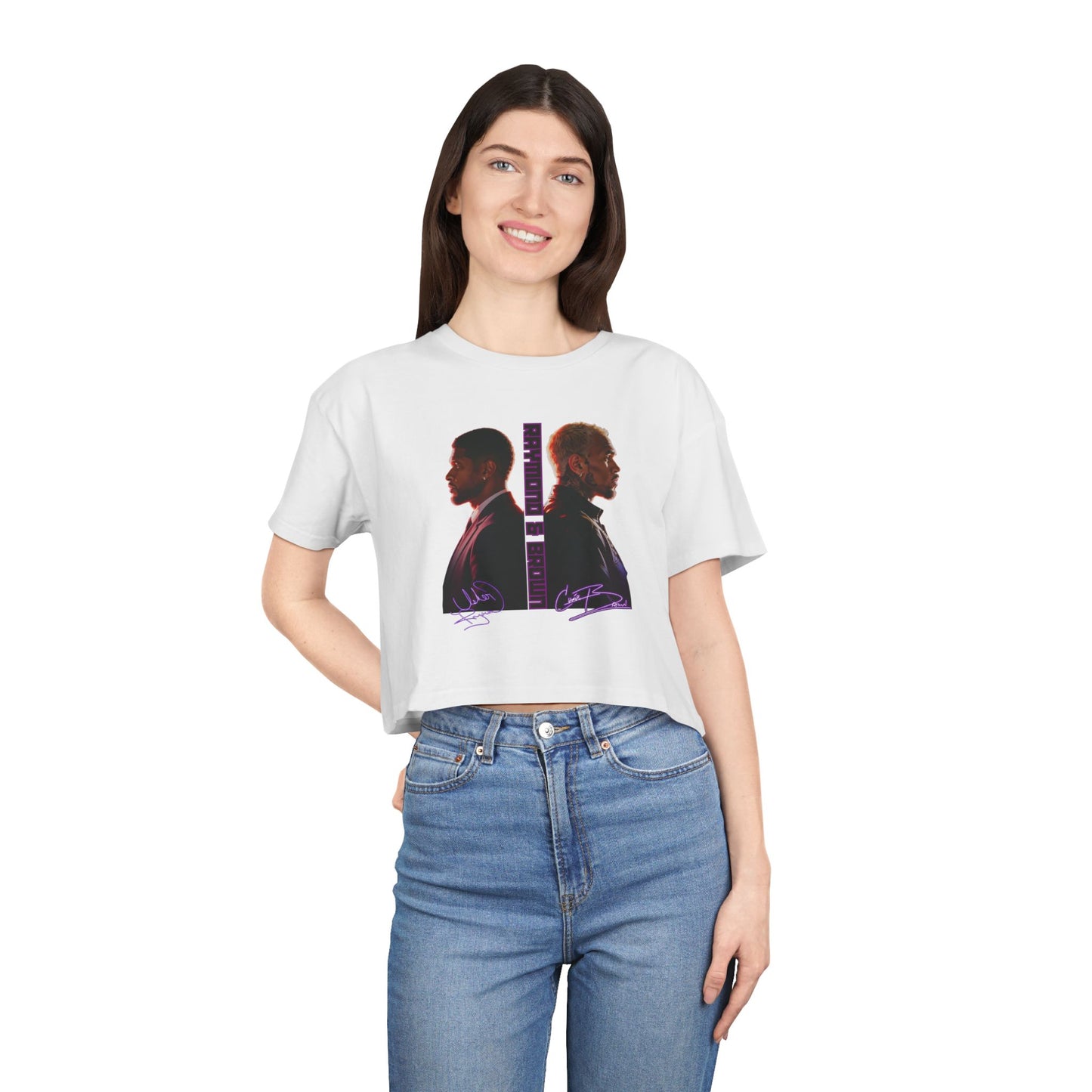 Raymond & Brown Crop Tee — Dual Profile Graphic Women's Crop Top