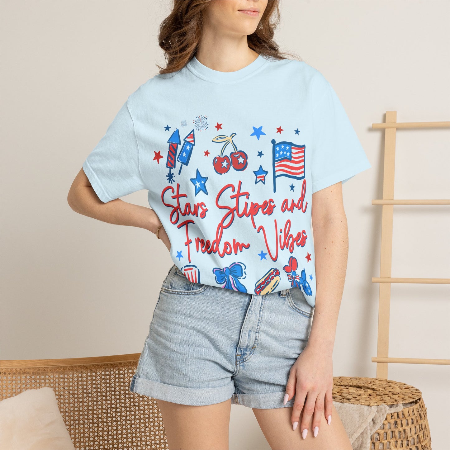Freedom Vibes T-Shirt — Stars, Stripes & Patriotic Icons (Fourth of July Tee)