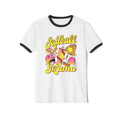 Softball Mama Ringer Tee — Retro Softball Mom Shirt