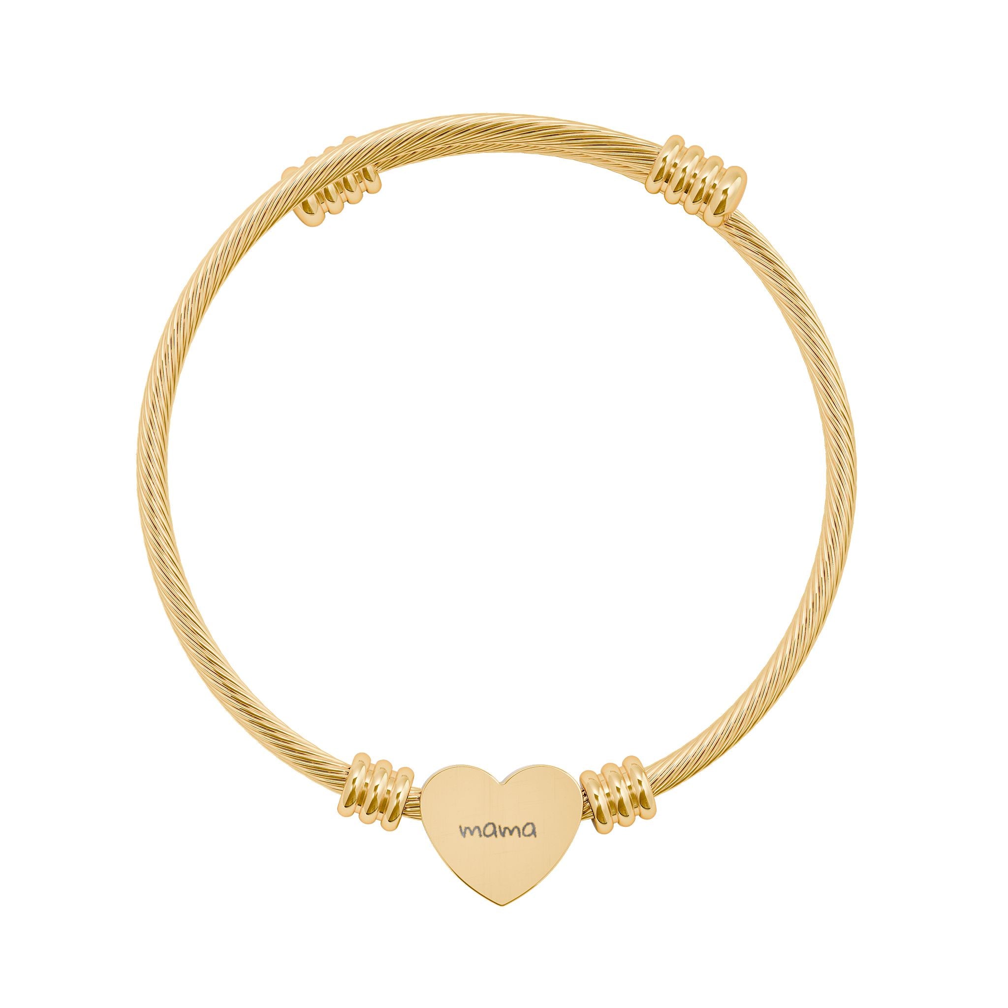 Engravable Heart Cuff Bracelet – Personalized Stainless Steel Bangle (Silver or Gold)