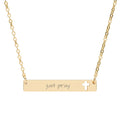 Cutout Cross Bar Necklace — "Just Pray"