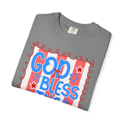God Bless The USA T-Shirt — Patriotic Stars & Script Tee for 4th of July