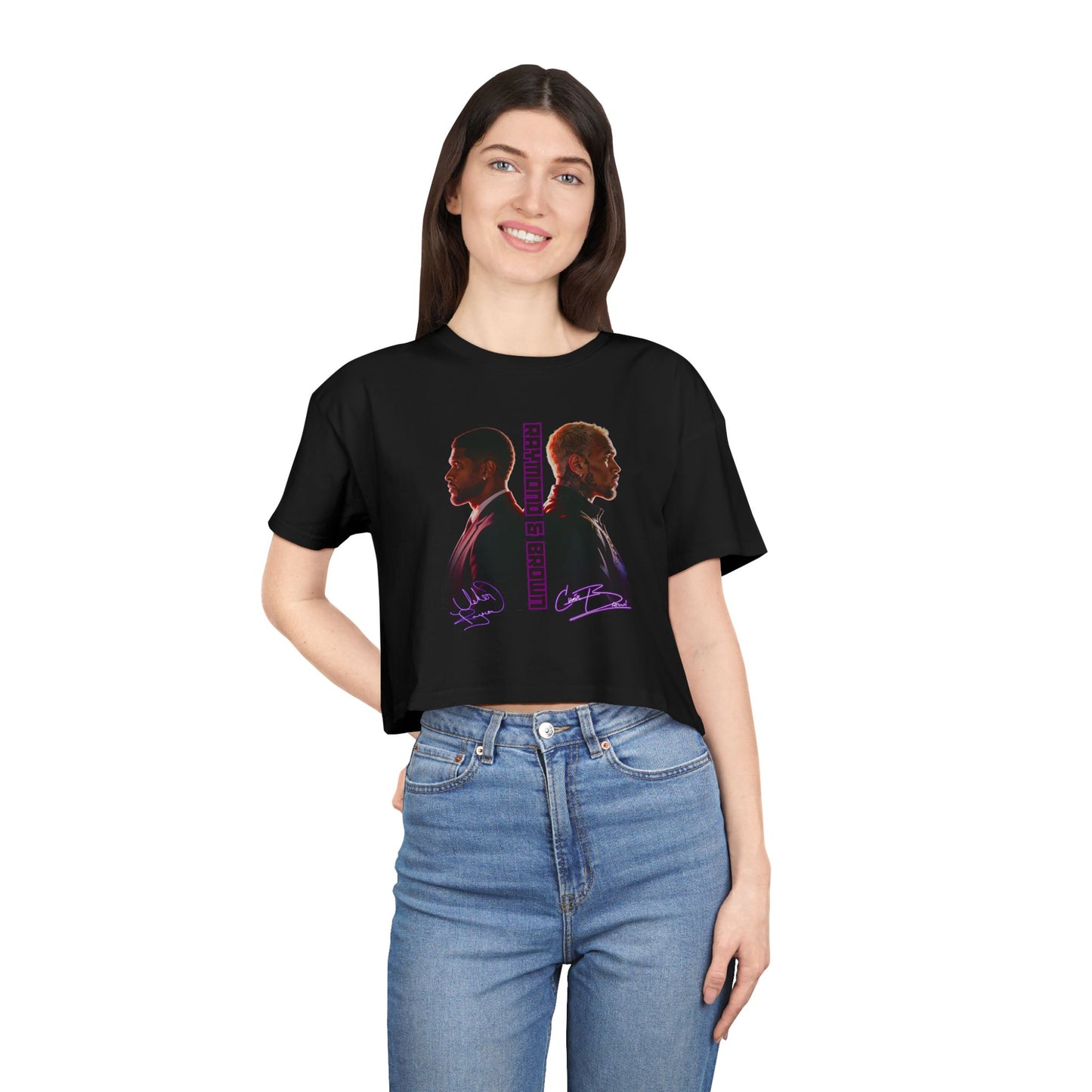 Raymond & Brown Crop Tee — Dual Profile Graphic Women's Crop Top