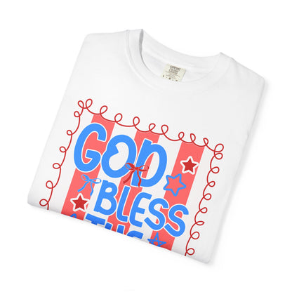 God Bless The USA T-Shirt — Patriotic Stars & Script Tee for 4th of July